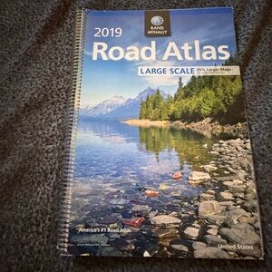 Rand McNally 2019 Road Atlas spiral book large print for crafts or bug out plan